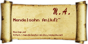 Mendelsohn Anikó névjegykártya